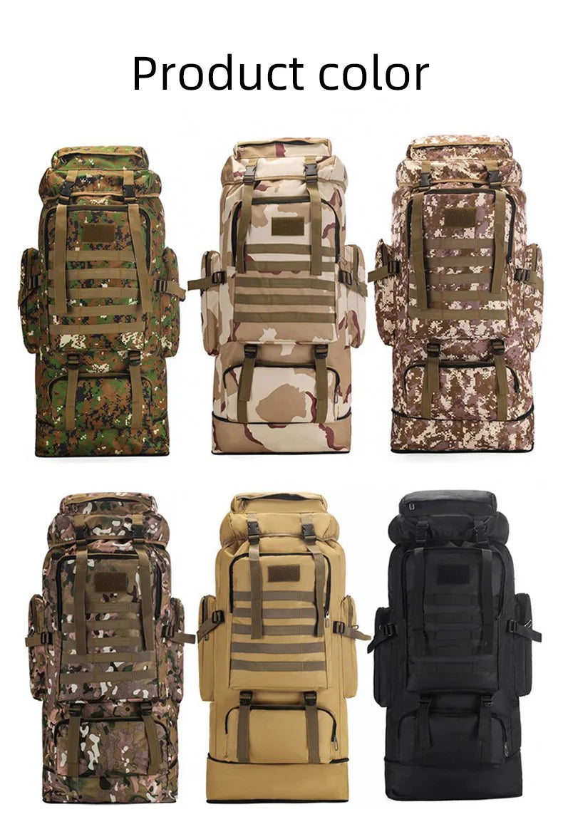 100l waterproof nylon outdoor backpack multi pocket detachable suspension - product image