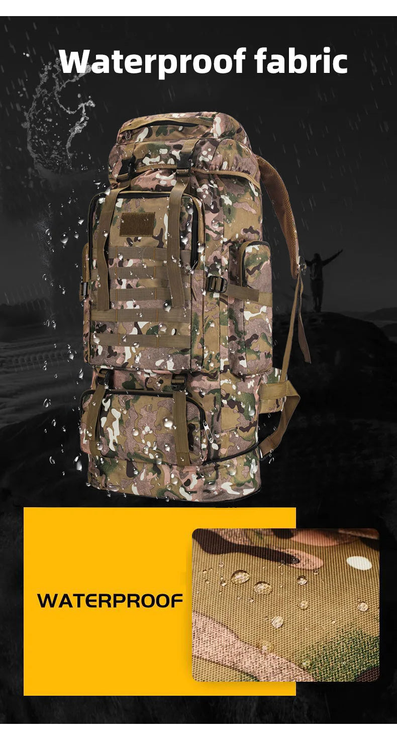 100l waterproof nylon outdoor backpack multi pocket detachable suspension - product image