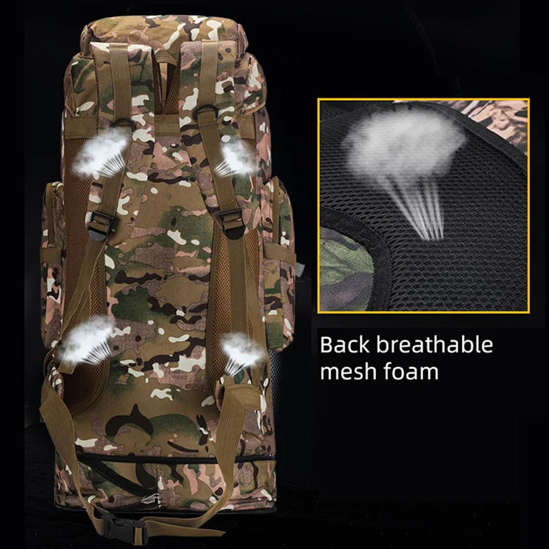 100l waterproof nylon outdoor backpack multi pocket detachable suspension - product image