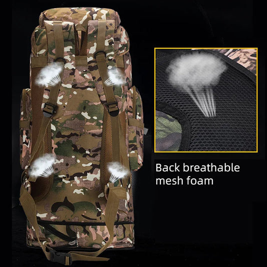 100l waterproof nylon outdoor backpack multi pocket detachable suspension - product image