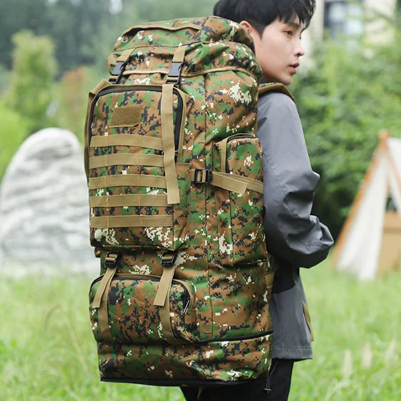 100l waterproof nylon outdoor backpack multi pocket detachable suspension - product image