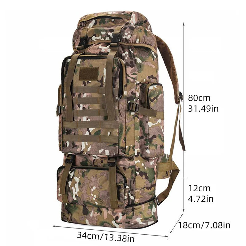 100l waterproof nylon outdoor backpack multi pocket detachable suspension - product image