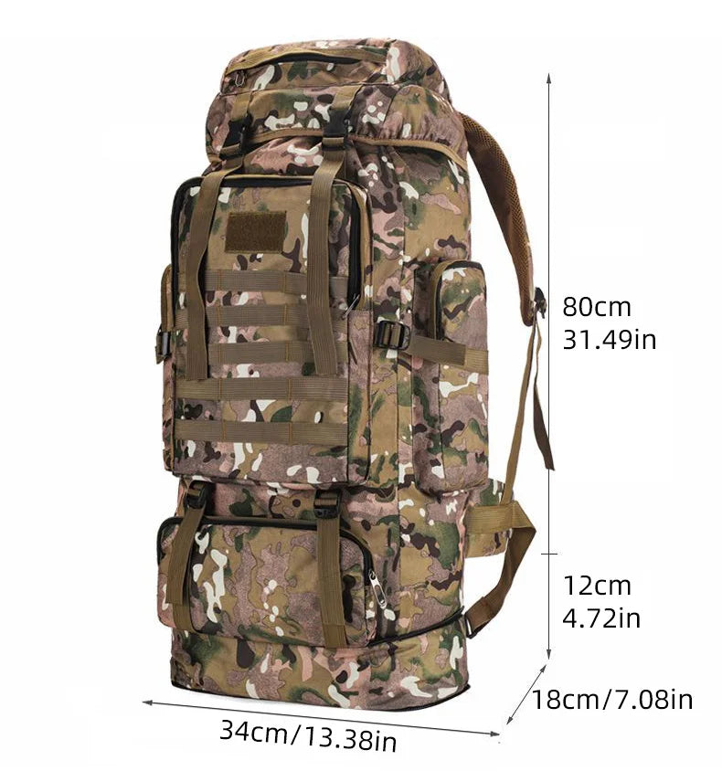 100l waterproof nylon outdoor backpack multi pocket detachable suspension - product image