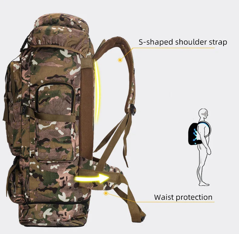 100l waterproof nylon outdoor backpack multi pocket detachable suspension - product image