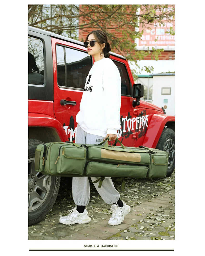 120cm nylon tactical fishing rod bag with multiple pockets, camouflage options - product image