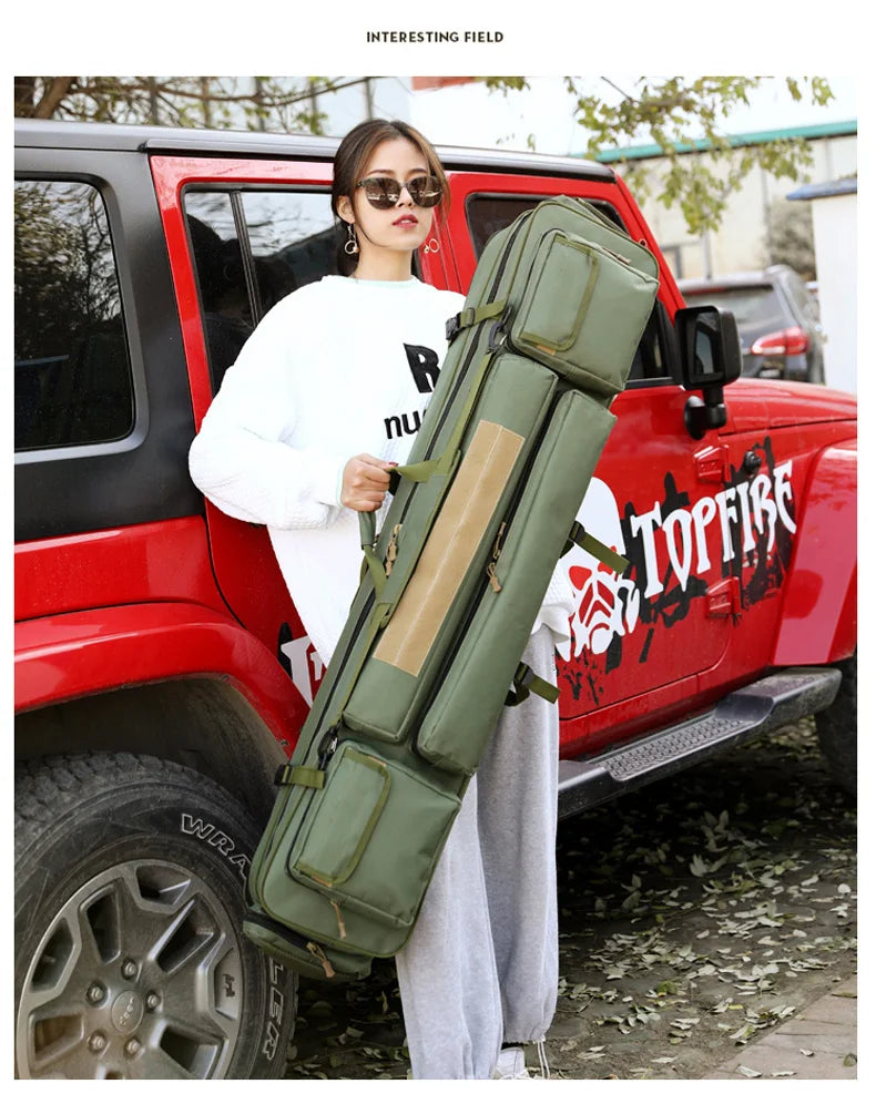 120cm nylon tactical fishing rod bag with multiple pockets, camouflage options - product image