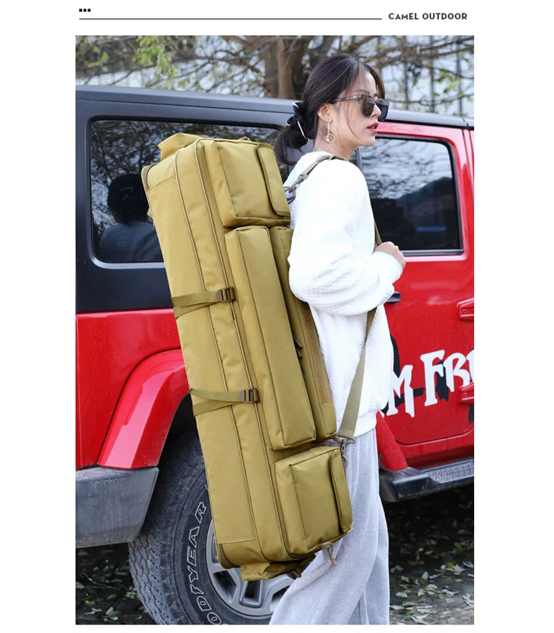 120cm nylon tactical fishing rod bag with multiple pockets, camouflage options - product image