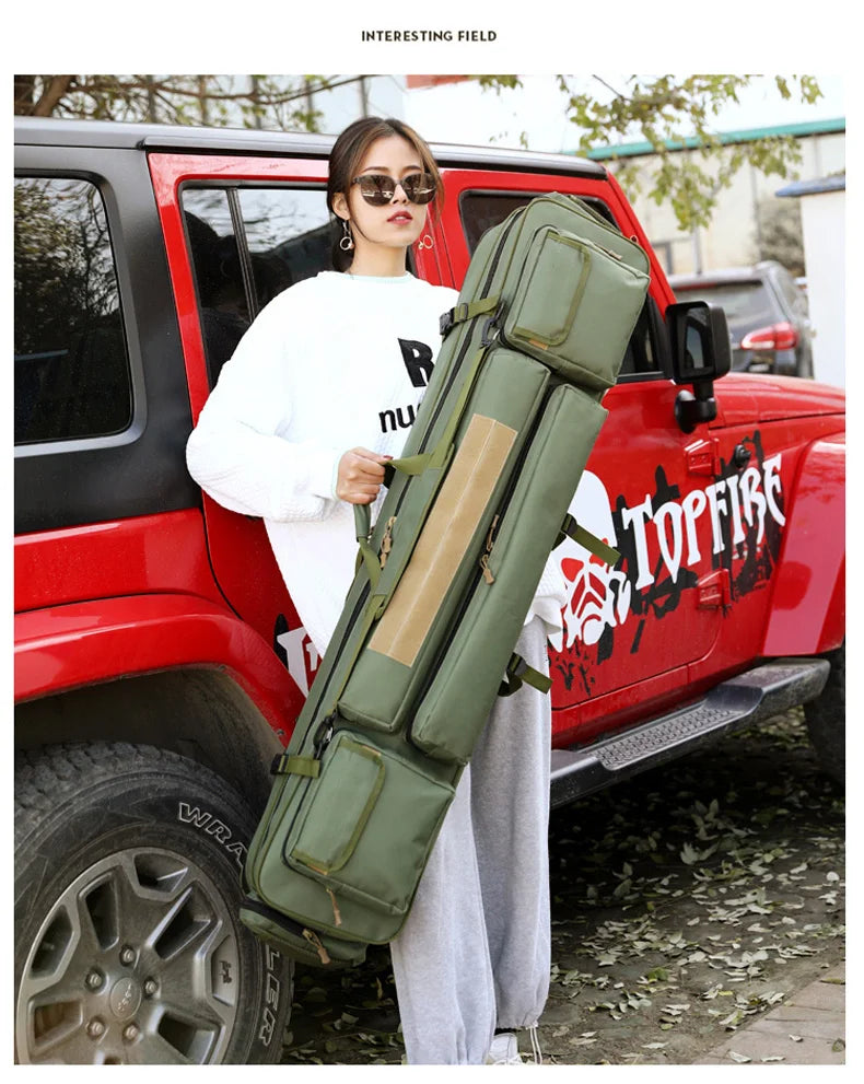120cm nylon tactical fishing rod bag with multiple pockets, camouflage options - product image