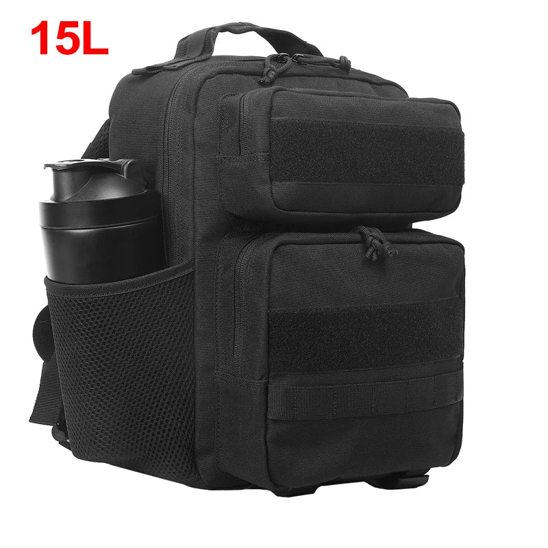 15l nylon camping travel gym backpack with molle system and laptop compartment - product image