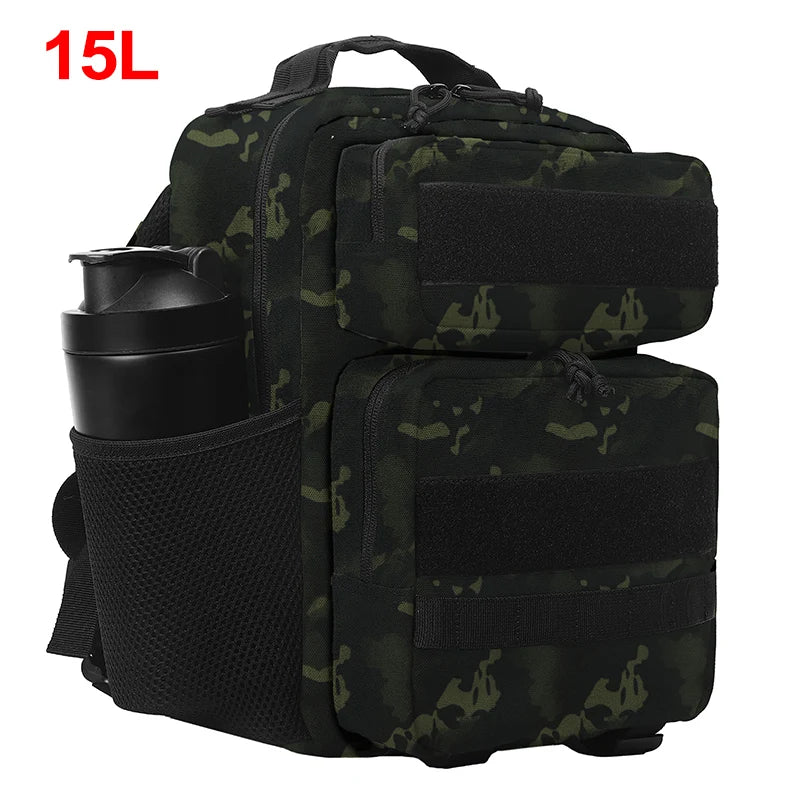 15l nylon camping travel gym backpack with molle system and laptop compartment - product image