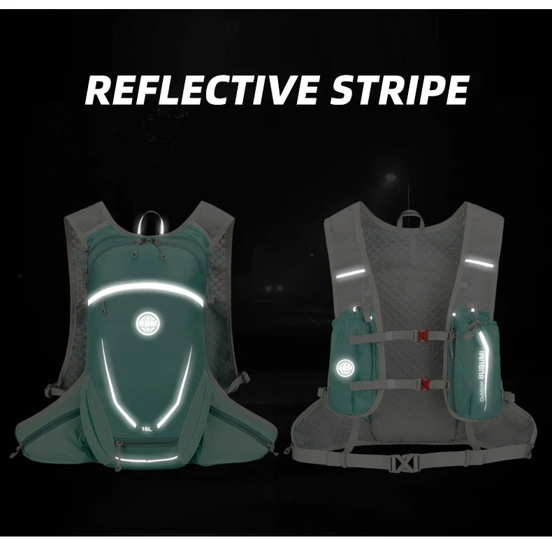 16l outdoor hydrating running backpack with safety whistle and reflective strips - product image