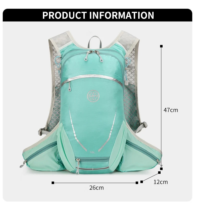 16l outdoor hydrating running backpack with safety whistle and reflective strips - product image