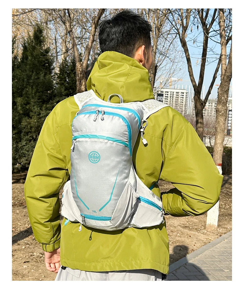 16l outdoor hydrating running backpack with safety whistle and reflective strips - product image