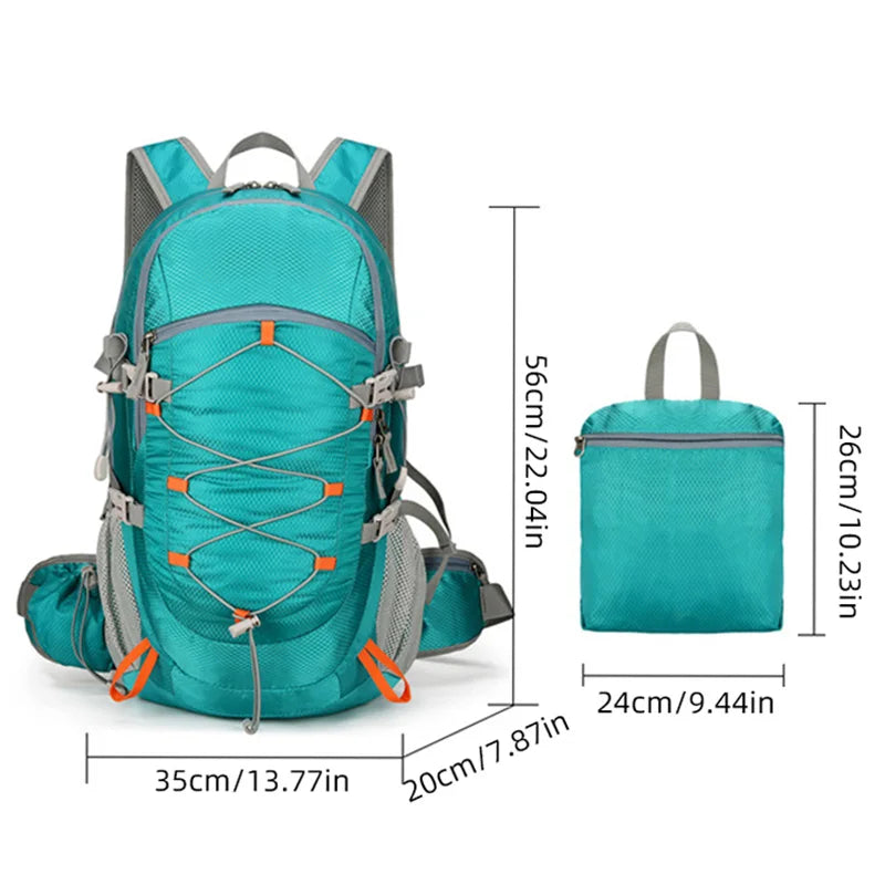 40l foldable waterproof nylon camping hiking backpack with detachable pouch - product image