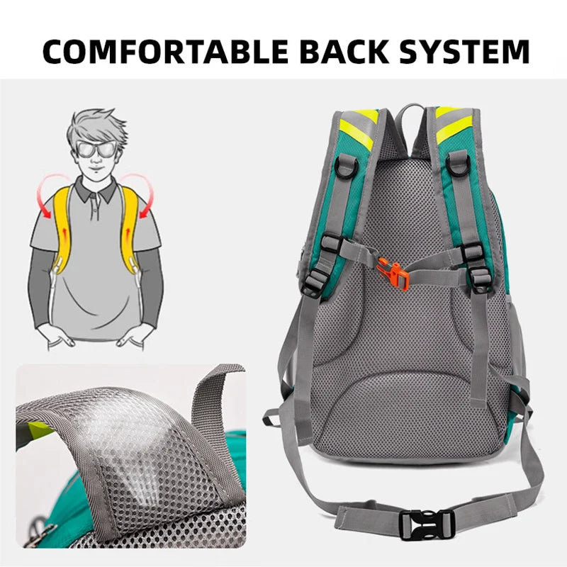 40l nylon climbing backpack with reflective stripes and molle webbing - product image
