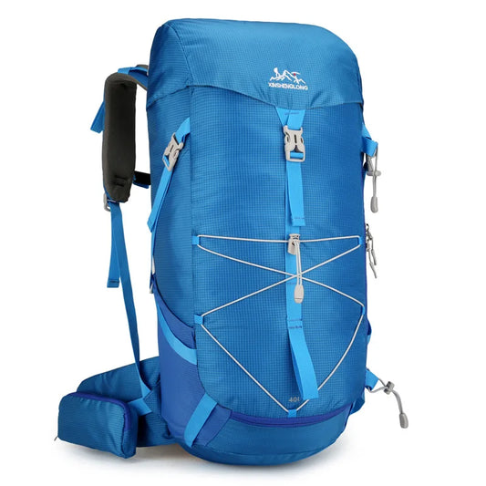 40l waterproof nylon camping hiking backpack with multiple compartments - product image