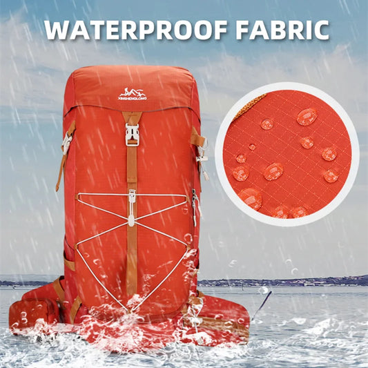 40l waterproof nylon camping hiking backpack with multiple compartments - product image