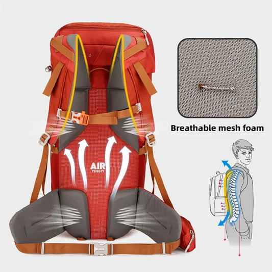 40l waterproof nylon camping hiking backpack with multiple compartments - product image
