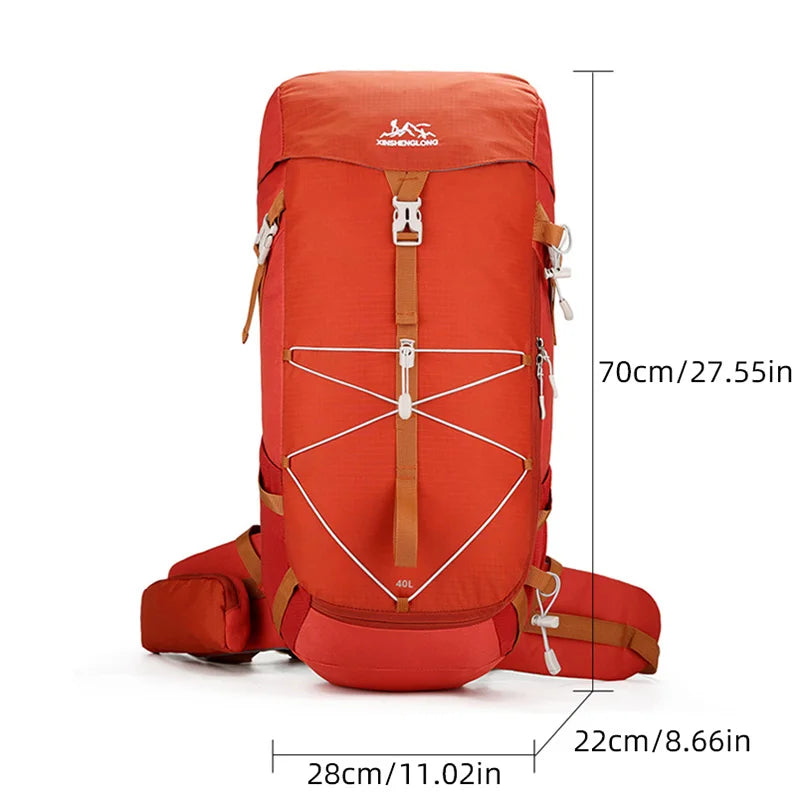 40l waterproof nylon camping hiking backpack with multiple compartments - product image