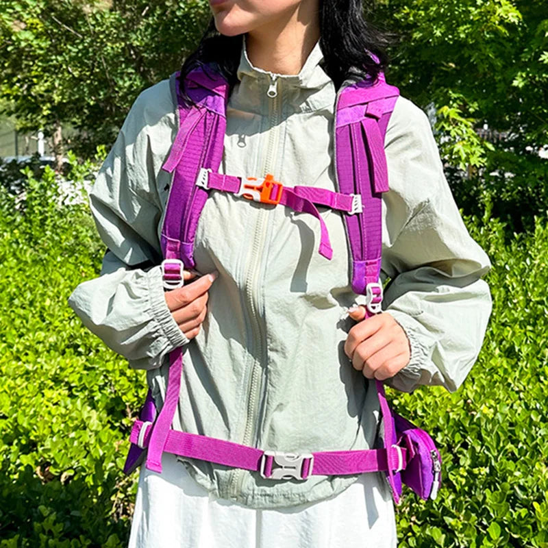 40l waterproof nylon camping hiking backpack with multiple compartments - product image