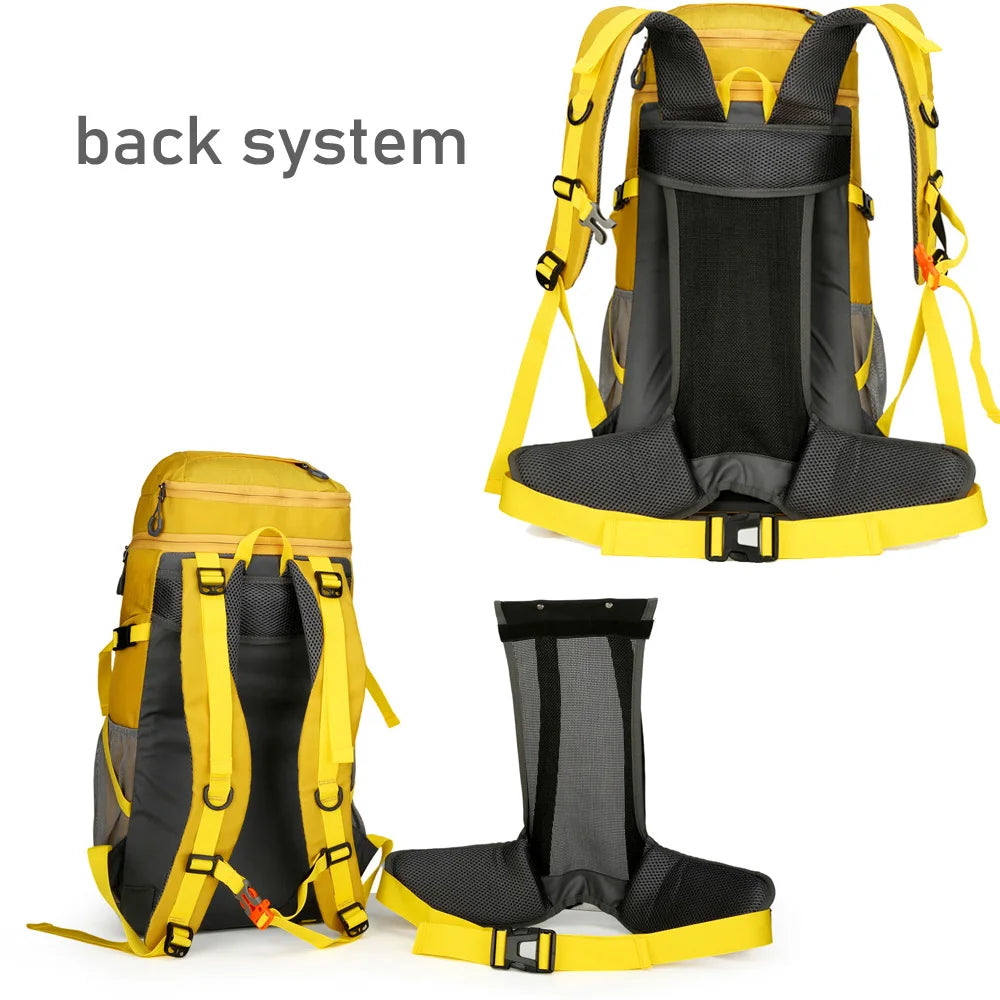 50l waterproof camping backpack with rain cover and multi-pocket design, nylon - product image