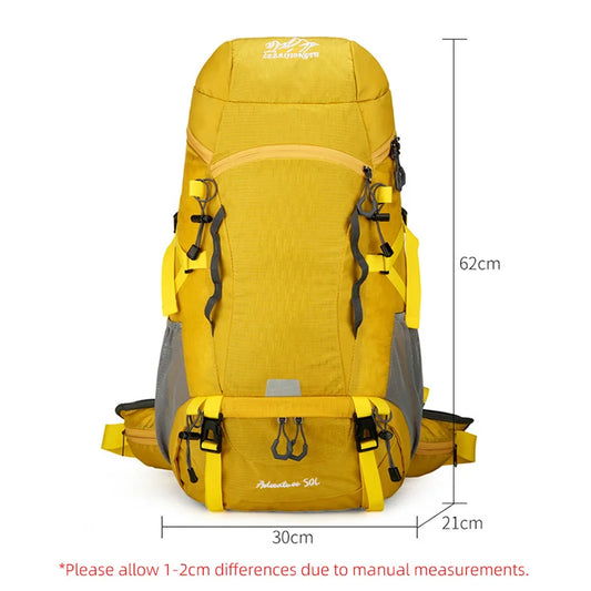 50l waterproof camping backpack with rain cover and multi-pocket design, nylon - product image