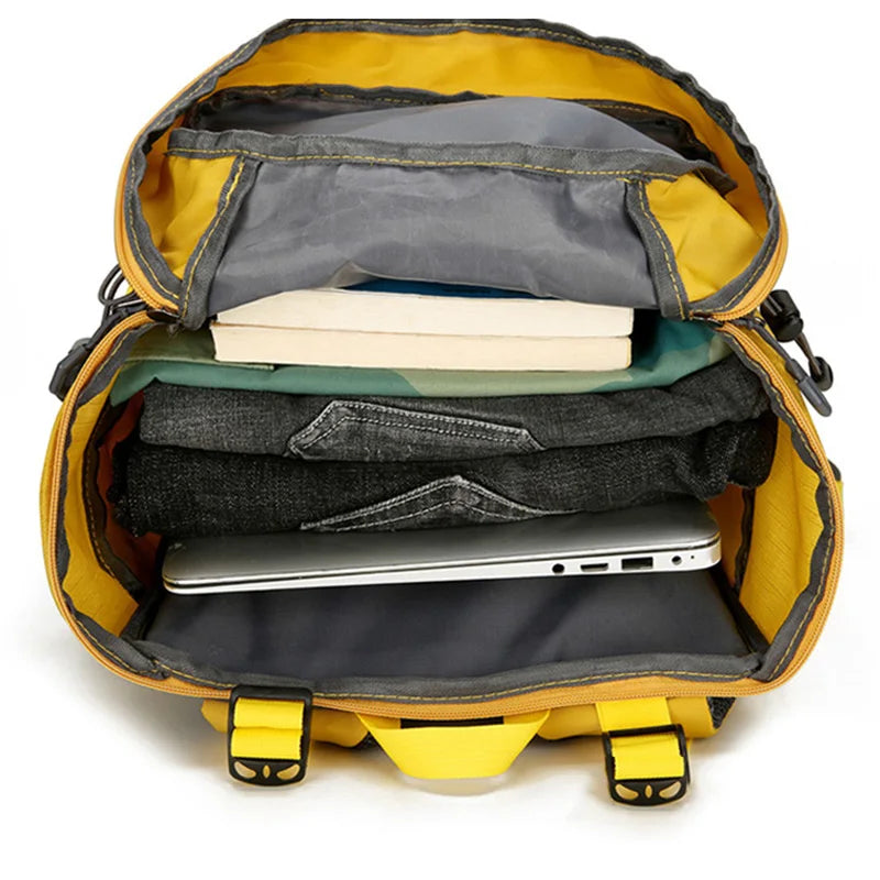 50l waterproof camping backpack with rain cover and multi-pocket design, nylon - product image