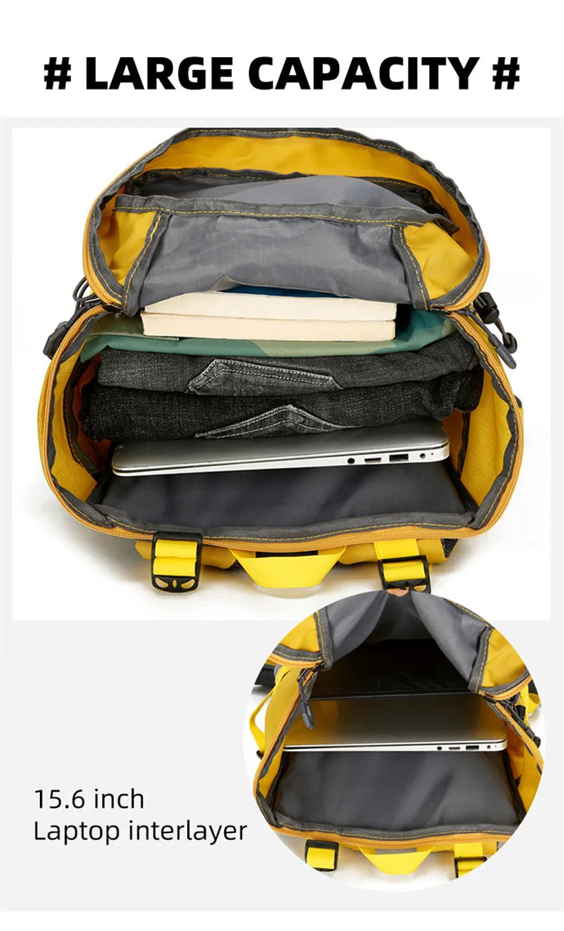 50l waterproof camping backpack with rain cover and multi-pocket design, nylon - product image