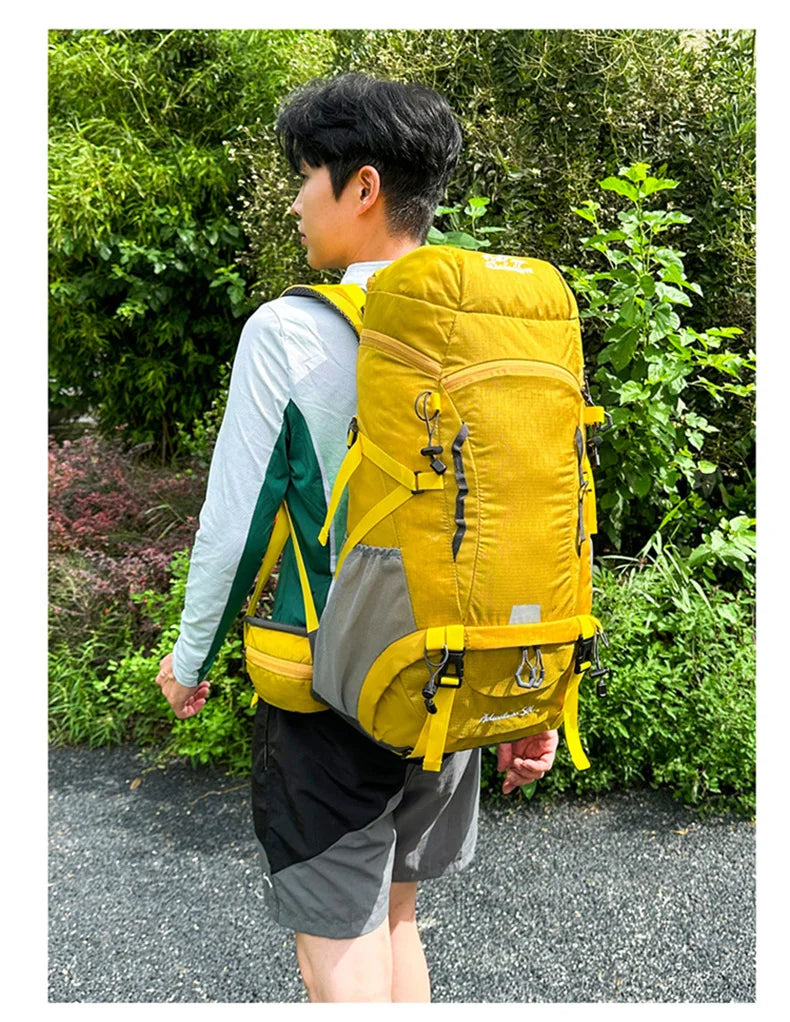 50l waterproof camping backpack with rain cover and multi-pocket design, nylon - product image