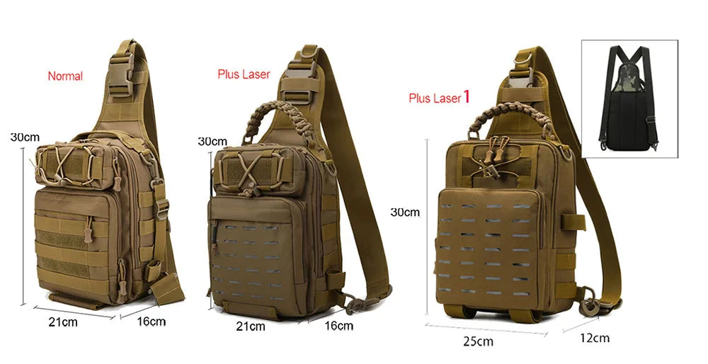 600d nylon tactical camping hiking chest sling backpack with multiple pockets - product image