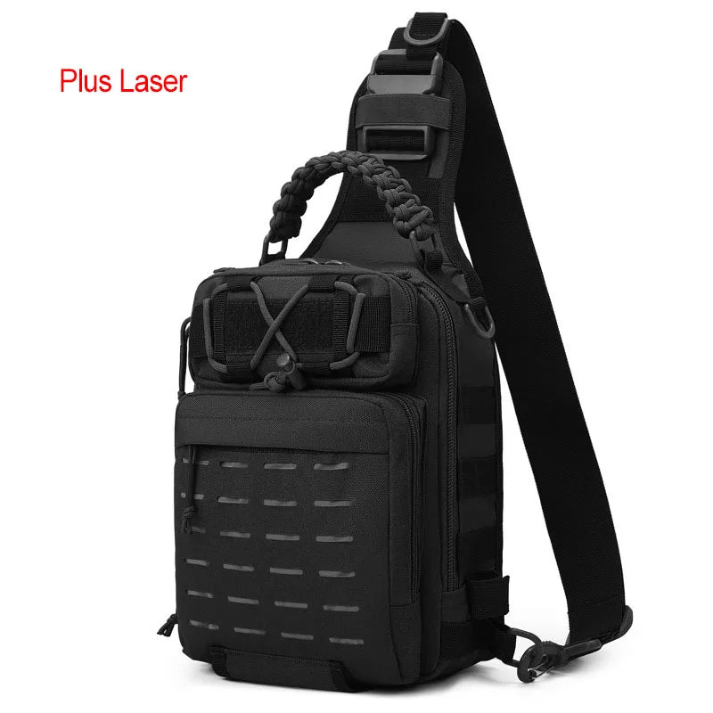 600d nylon tactical camping hiking chest sling backpack with multiple pockets - product image