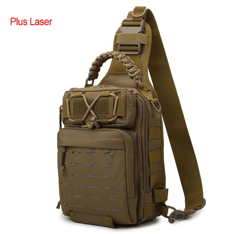 600d nylon tactical camping hiking chest sling backpack with multiple pockets - product image