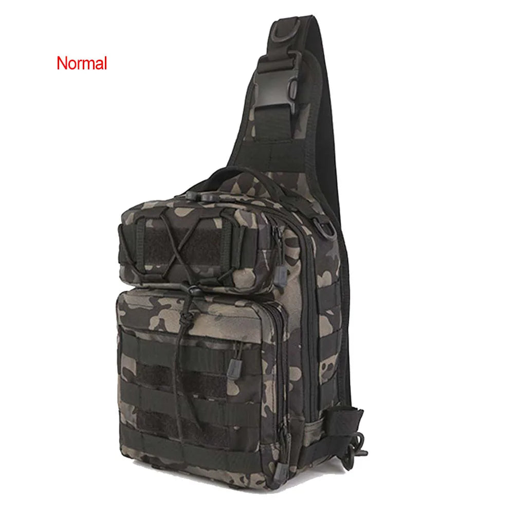 600d nylon tactical camping hiking chest sling backpack with multiple pockets - product image