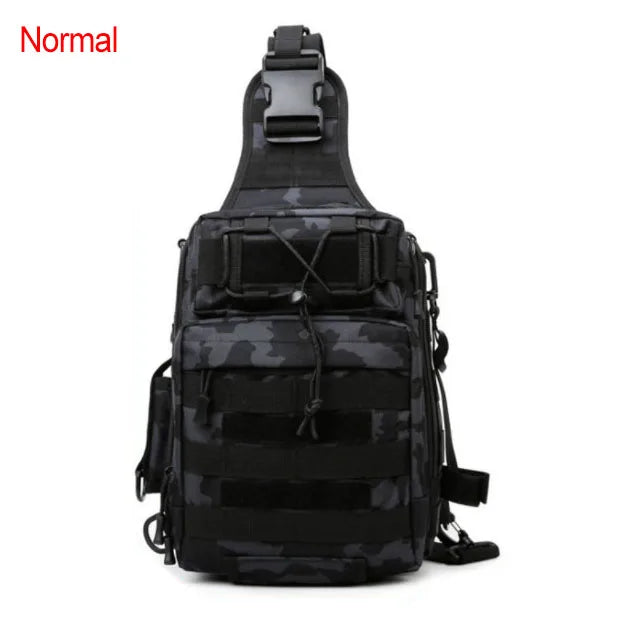 600d nylon tactical camping hiking chest sling backpack with multiple pockets - product image