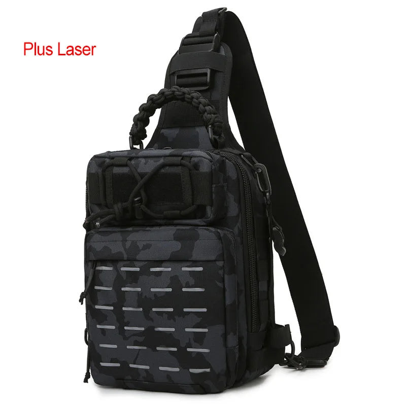 600d nylon tactical camping hiking chest sling backpack with multiple pockets - product image