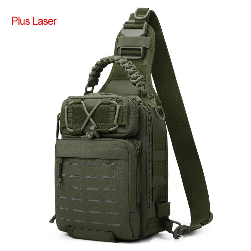 600d nylon tactical camping hiking chest sling backpack with multiple pockets - product image