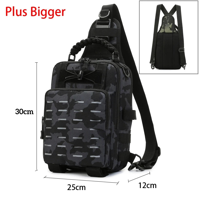 600d nylon tactical camping hiking chest sling backpack with multiple pockets - product image