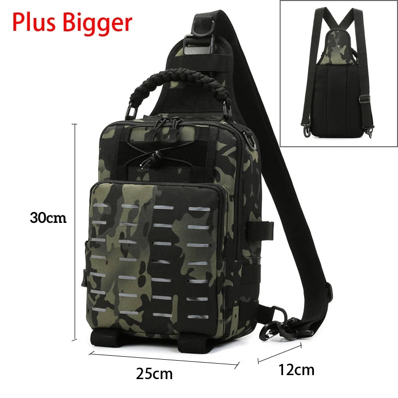 600d nylon tactical camping hiking chest sling backpack with multiple pockets - product image