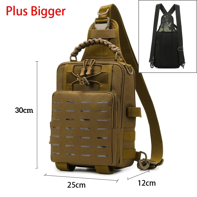 600d nylon tactical camping hiking chest sling backpack with multiple pockets - product image
