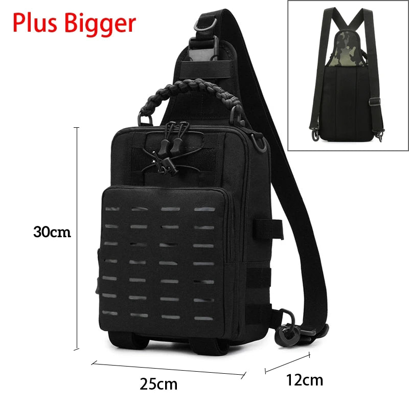 600d nylon tactical camping hiking chest sling backpack with multiple pockets - product image