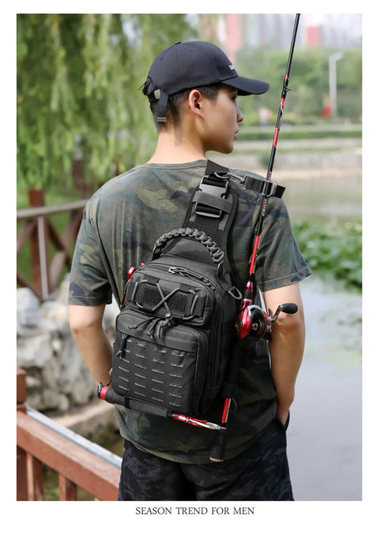600d nylon tactical camping hiking chest sling backpack with multiple pockets - product image