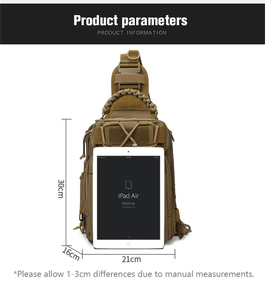 600d nylon tactical camping hiking chest sling backpack with multiple pockets - product image