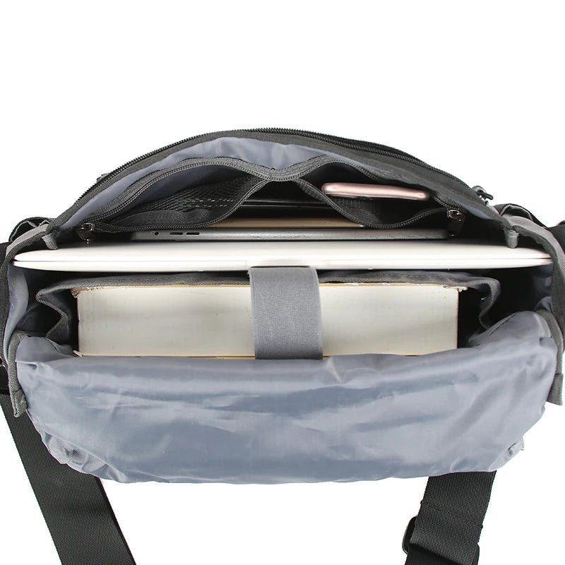 600d nylon tactical molle laptop messenger backpack with multiple compartments - product image