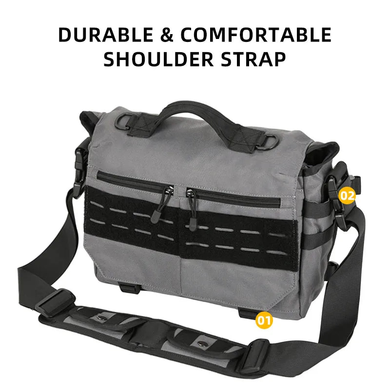 600d nylon tactical molle laptop messenger backpack with multiple compartments - product image