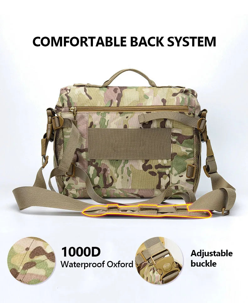 600d nylon tactical molle laptop messenger backpack with multiple compartments - product image