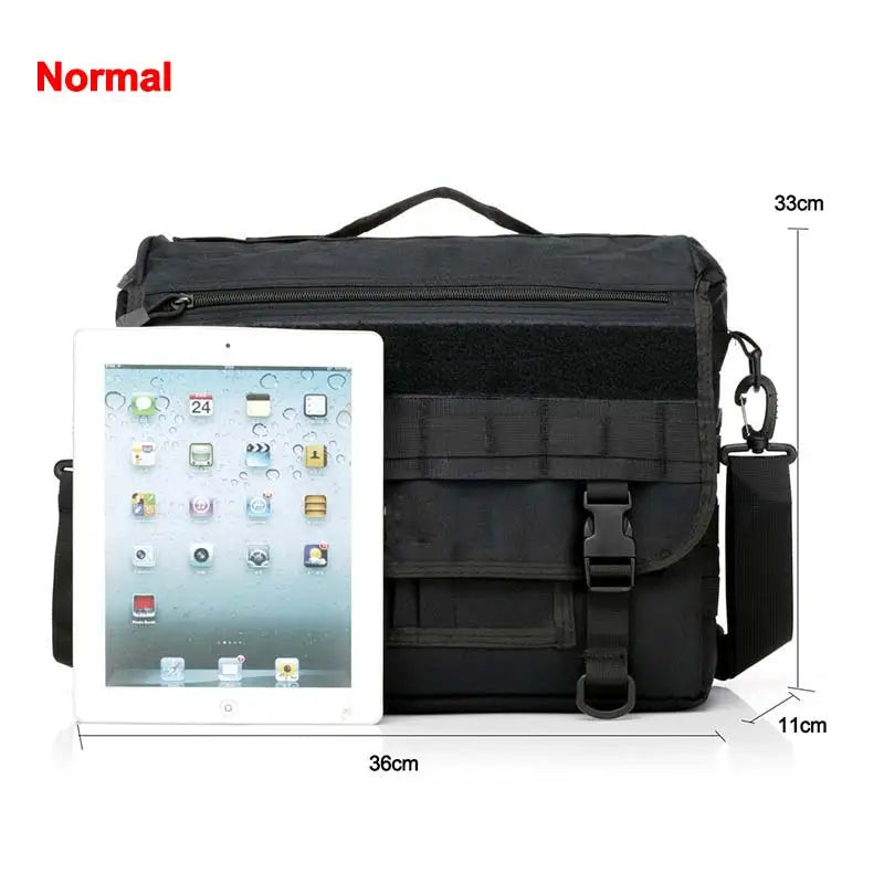 600d nylon tactical molle laptop messenger backpack with multiple compartments - product image
