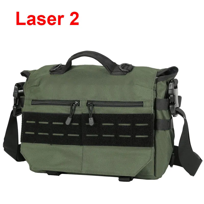 600d nylon tactical molle laptop messenger backpack with multiple compartments - product image