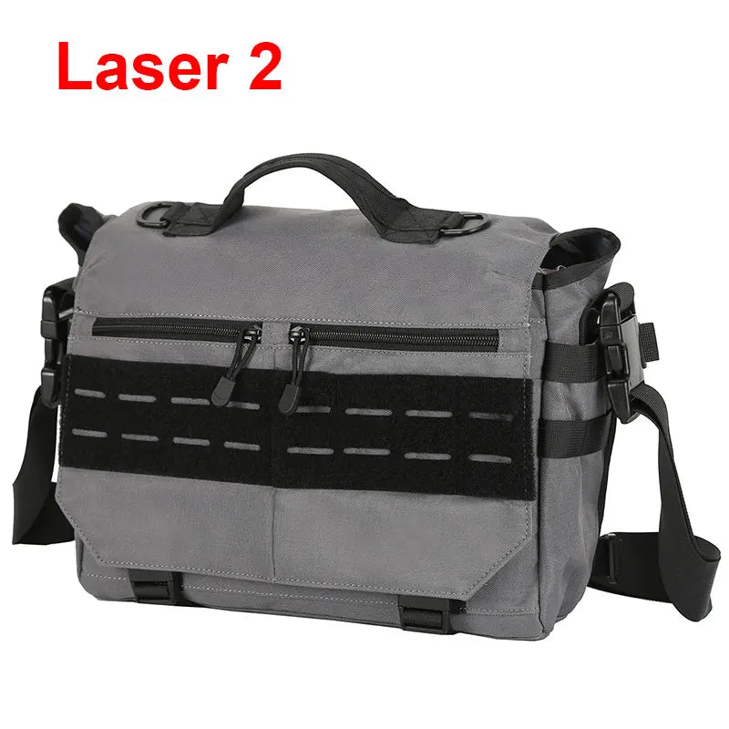 600d nylon tactical molle laptop messenger backpack with multiple compartments - product image