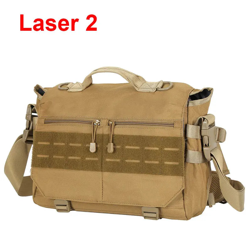 600d nylon tactical molle laptop messenger backpack with multiple compartments - product image