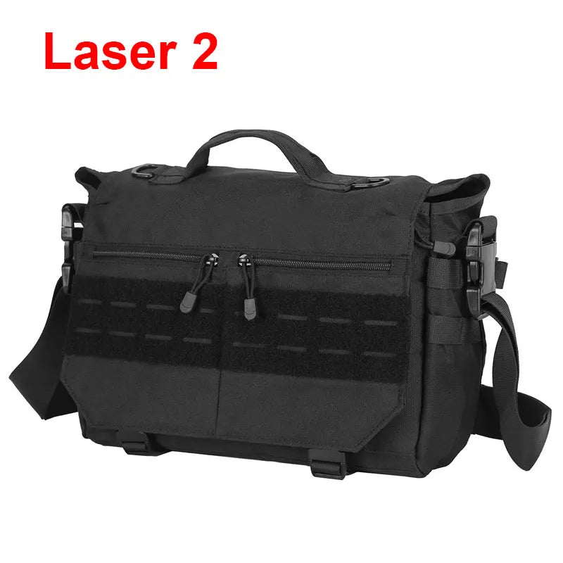 600d nylon tactical molle laptop messenger backpack with multiple compartments - product image
